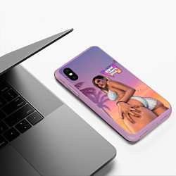 Чехол iPhone XS Max матовый Девушка в купальнике из Gta 6, цвет: 3D-сиреневый — фото 2