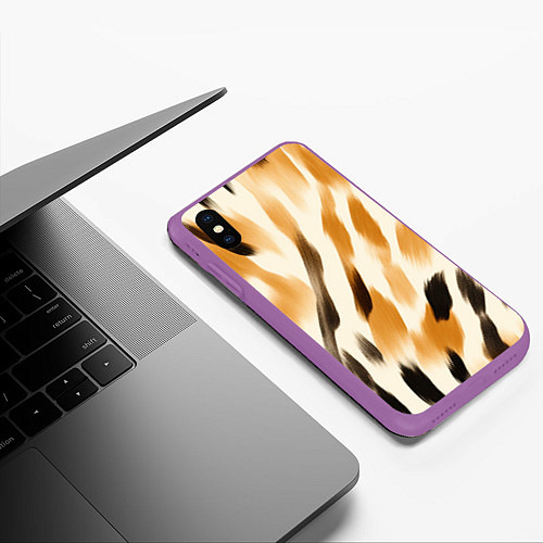 Чехол iPhone XS Max матовый Акварельные полосы / 3D-Фиолетовый – фото 3