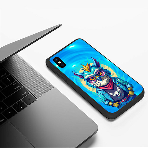 Чехол iPhone XS Max матовый Сова в одежде на стиле / 3D-Черный – фото 3