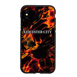 Чехол iPhone XS Max матовый Leicester City red lava, цвет: 3D-черный