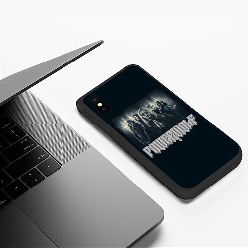 Чехол iPhone XS Max матовый Powerwolf band grey / 3D-Черный – фото 3