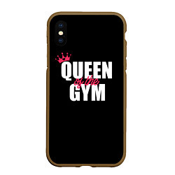 Чехол iPhone XS Max матовый Queen of the gym - crown, цвет: 3D-коричневый