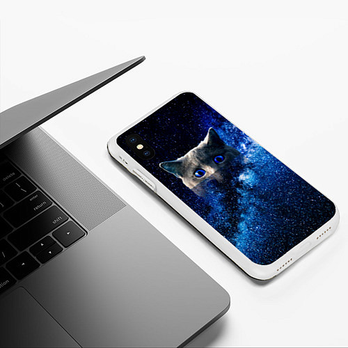 Чехол iPhone XS Max матовый Космокошак / 3D-Белый – фото 3