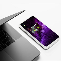 Чехол iPhone XS Max матовый Кошак в космосе, цвет: 3D-белый — фото 2