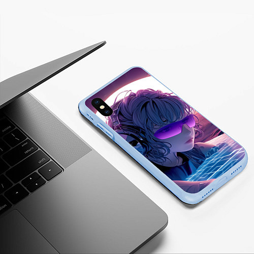 Чехол iPhone XS Max матовый Honkai Star Rail Silver Wolf / 3D-Голубой – фото 3