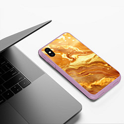 Чехол iPhone XS Max матовый Жидкое золото текстура, цвет: 3D-сиреневый — фото 2