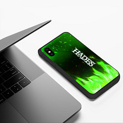 Чехол iPhone XS Max матовый Logo Hades green hell fire, цвет: 3D-черный — фото 2