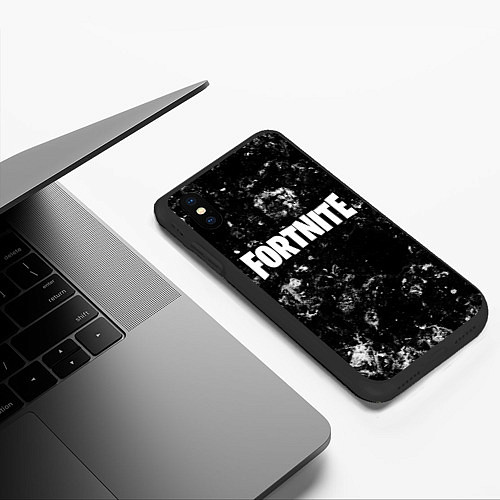 Чехол iPhone XS Max матовый Fortnite black ice / 3D-Черный – фото 3