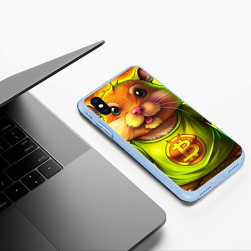 Чехол iPhone XS Max матовый Хомячок и криптоактив / 3D-Голубой – фото 3