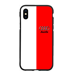 Чехол iPhone XS Max матовый AUDI logo полосы, цвет: 3D-черный