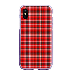 Чехол iPhone XS Max матовый Красный клетчатый узор, цвет: 3D-светло-сиреневый