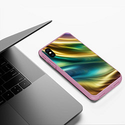 Чехол iPhone XS Max матовый Радужная абстракция, цвет: 3D-розовый — фото 2