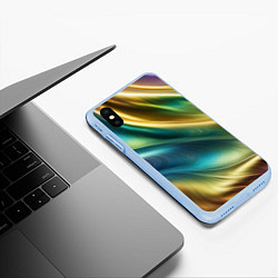 Чехол iPhone XS Max матовый Радужная абстракция, цвет: 3D-голубой — фото 2