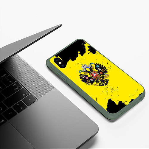 Чехол iPhone XS Max матовый Имперская россия краски / 3D-Темно-зеленый – фото 3