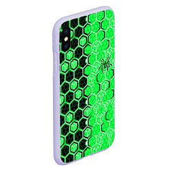 Чехол iPhone XS Max матовый Техно-киберпанк шестиугольники зелёный и чёрный с, цвет: 3D-светло-сиреневый — фото 2