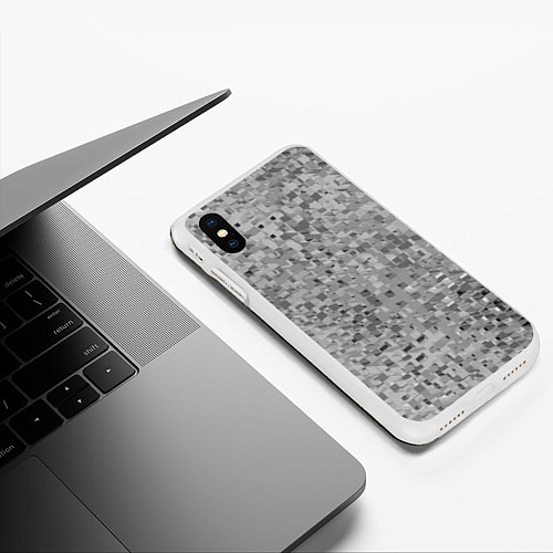 Чехол iPhone XS Max матовый Серый текстурированный кубики / 3D-Белый – фото 3