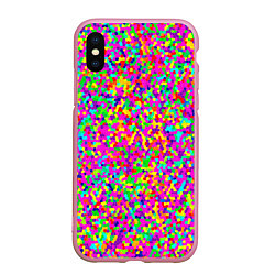 Чехол iPhone XS Max матовый Паттерн разноцветная мелкая мозаика, цвет: 3D-розовый