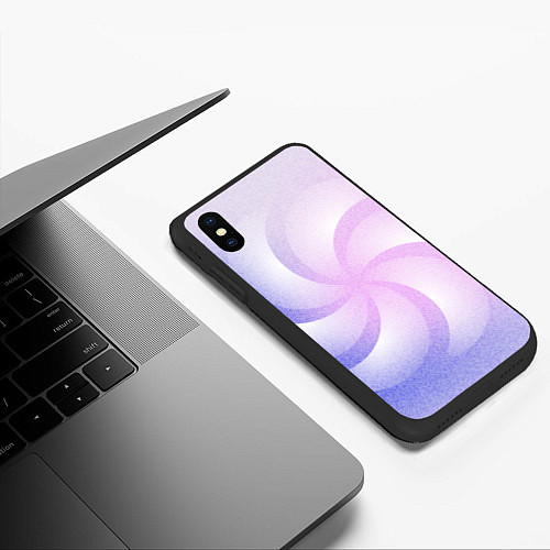 Чехол iPhone XS Max матовый Пикселизация градиента с вертушкой / 3D-Черный – фото 3