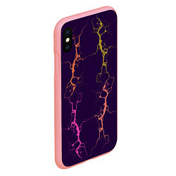 Чехол iPhone XS Max матовый Молнии на пурпурном, цвет: 3D-баблгам — фото 2