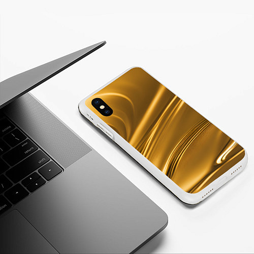 Чехол iPhone XS Max матовый Золотой сплав абстрактная текстура / 3D-Белый – фото 3