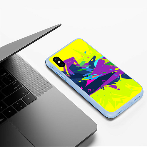 Чехол iPhone XS Max матовый В стиле киберпанка / 3D-Голубой – фото 3