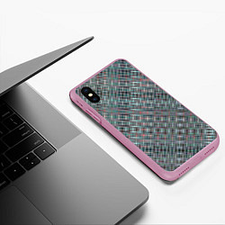 Чехол iPhone XS Max матовый Тёмный бирюзовый текстурированный, цвет: 3D-розовый — фото 2