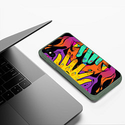 Чехол iPhone XS Max матовый Психоделические руки, цвет: 3D-темно-зеленый — фото 2