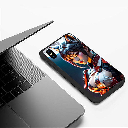 Чехол iPhone XS Max матовый Демон - лисица / 3D-Черный – фото 3