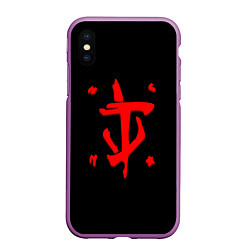 Чехол iPhone XS Max матовый Doom logo red, цвет: 3D-фиолетовый