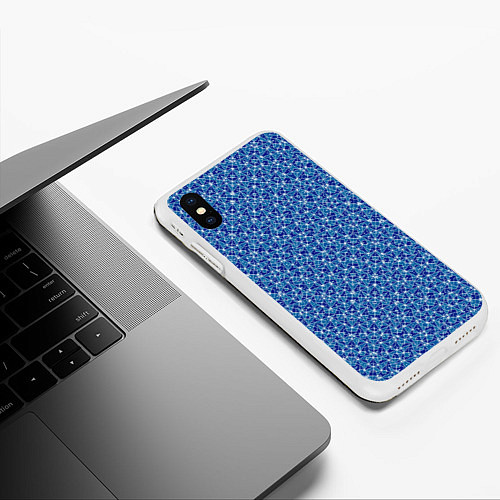 Чехол iPhone XS Max матовый Светлый синий в мелкий рисунок / 3D-Белый – фото 3