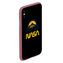 Чехол iPhone XS Max матовый Nasa горы лого, цвет: 3D-малиновый — фото 2