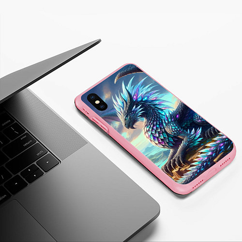 Чехол iPhone XS Max матовый Крылатый сказочный дракон - нейросеть / 3D-Баблгам – фото 3