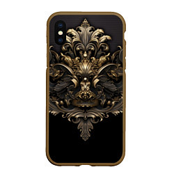 Чехол iPhone XS Max матовый Объемные старые классические узоры, цвет: 3D-коричневый