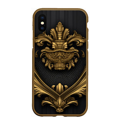 Чехол iPhone XS Max матовый Золотая корона с узорами, цвет: 3D-коричневый