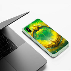 Чехол iPhone XS Max матовый Elden Ring зелено-желтое кольцо, цвет: 3D-салатовый — фото 2