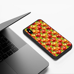 Чехол iPhone XS Max матовый Вкусные яблоки паттерн, цвет: 3D-черный — фото 2
