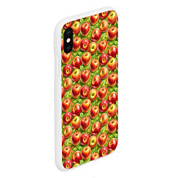 Чехол iPhone XS Max матовый Румяные яблоки паттерн, цвет: 3D-белый — фото 2