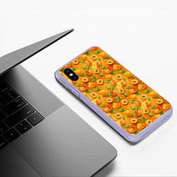 Чехол iPhone XS Max матовый Сочные сладкие абрикосы паттерн, цвет: 3D-светло-сиреневый — фото 2