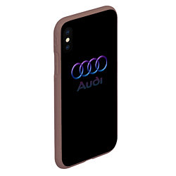 Чехол iPhone XS Max матовый Audi neon logo, цвет: 3D-коричневый — фото 2