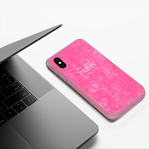 Чехол iPhone XS Max матовый Pink Paris / 3D-Малиновый – фото 3