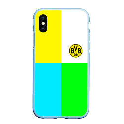 Чехол iPhone XS Max матовый Borussia color cport, цвет: 3D-голубой