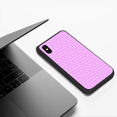 Чехол iPhone XS Max матовый Розовый паттерн розовые бантики / 3D-Черный – фото 3