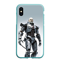 Чехол iPhone XS Max матовый Cyber Lenin - ai art, цвет: 3D-мятный