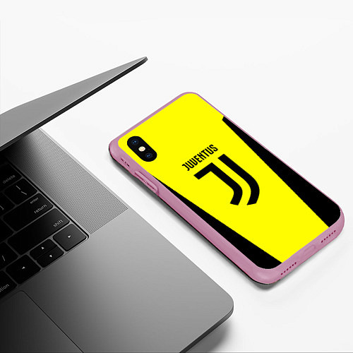 Чехол iPhone XS Max матовый Juventus sport geometry yellow / 3D-Розовый – фото 3