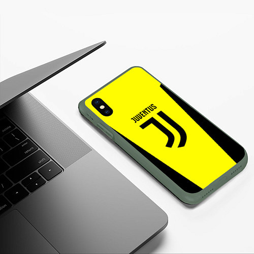 Чехол iPhone XS Max матовый Juventus sport geometry yellow / 3D-Темно-зеленый – фото 3