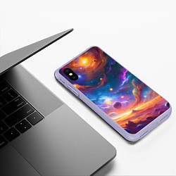 Чехол iPhone XS Max матовый Космический пейзаж яркий с галактиками, цвет: 3D-светло-сиреневый — фото 2