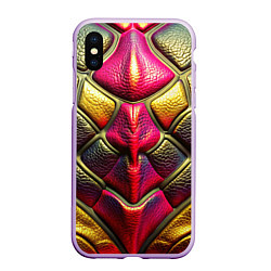 Чехол iPhone XS Max матовый Объемная текстурная кожа, цвет: 3D-сиреневый