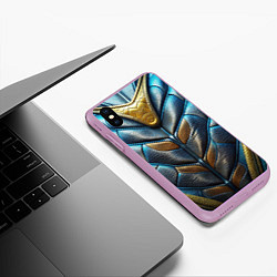 Чехол iPhone XS Max матовый Объемная синяя текстурная кожа, цвет: 3D-сиреневый — фото 2