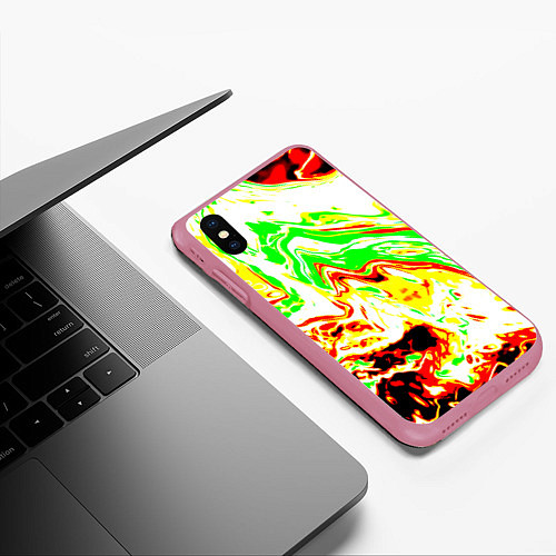 Чехол iPhone XS Max матовый Кислотные краски / 3D-Малиновый – фото 3