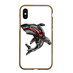 Чехол iPhone XS Max матовый Moto shark, цвет: 3D-коричневый